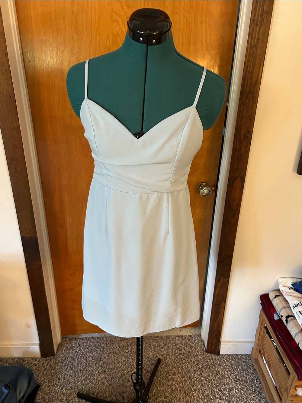 Light Blue Spaghetti Strap Dress - Elegant V-Neck Mini